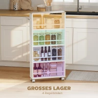 HOMCOM Półka wielofunkcyjna na kółkach, wąski design, 4 przegrody, 45x15x91 cm, naturalna(m-4)