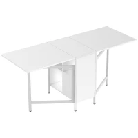 HOMCOM Mesa de Cozinha Dobrável com Arrumação Mesa de Refeição Compacta com 4 Prateleiras 169x60x75 cm Branco(m-1)