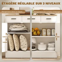 HOMCOM Buffet, meuble de rangement avec 2 portes, 2 tiroirs et étagère réglable, 68,6 x 35 x 90,3 cm, bois naturel et blanc(m-5)