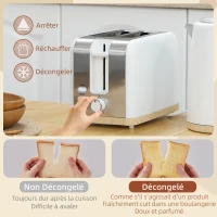 HOMCOM Ensemble bouilloire et grille-pain, 1,7L, 2200W, grille-pain 2 tranches avec 7 niveaux de brunissage, blanc(m-5)