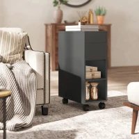 HOMCOM Mesa Auxiliar con Encimera Deslizante Ruedas Almacenamiento Oculto Estante Ajustable Negro(m-2)