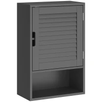 HOMCOM Bathroom Cabinet, Wall Mounted Storage Cabinet with Adjustable Shelves, 40 x 20 x 60 cm, Black(m-1)