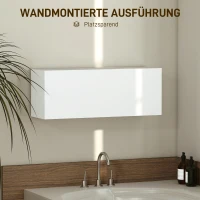 HOMCOM Badezimmerschrank Hängeschrank Wandschrank mit nach oben klappbarer Tür, Gasdruckfeder Einlegeboden 80 x 25 x 30 cm Weiß(m-4)