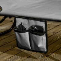 Outsunny Set de 2 tumbonas plegables con parasol y respaldo regulable en 5 posiciones Gris oscuro(m-4)