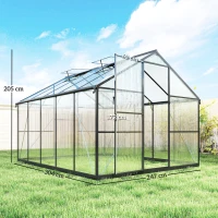 Outsunny Estufa para Horta em PC e Alumínio com Porta de Dobradiça e 2 Janelas Ajustáveis 304x247x205 cm Preto(m-3)