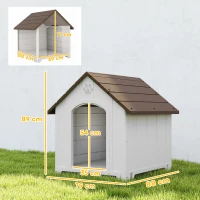 PawHut Hundehütte für draußen Hundehäuschen für große Hunde aus Kunststoff mit 2 Fenstern erhöhte Basis Erdnägel Dunkelbraun(m-3)