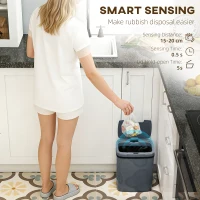 HOMCOM Sensor Mülleimer 15L Automatischer Mülleimer mit zwei Öffnungsmodi, für Büro, Küchen, 27,6 x 21,4 x 33,5 cm, Grau(m-4)