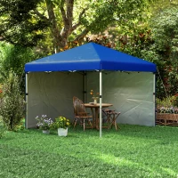 Outsunny Cort Pliabil Pop-up 3x3 m cu 2 Pereți Laterali Anti-UV Înălțime Reglabilă Saci cu Nisip și Geantă de Transport Albastru(m-5)