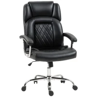 HOMCOM Big and Tall Office Chair 180kg with Spring Cushion, PU Leather - Black(m-1)