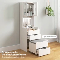 HOMCOM Tocador de Maquillaje con luces LED de 3 Colores Espejo Abatible y Taburete Acolchado 3 Cajones y Estantes Blanco(m-6)