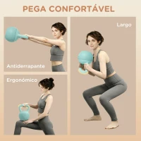 SPORTNOW Kettlebell de 12 kg Pesa Russa Preenchida de Areia Metálica e Alça Antiderrapante para Treino 21x21x30 cm Verde(m-5)
