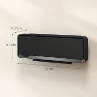 HOMCOM Calefactor Eléctrico de Pared 1000W/2000W Estufa con Pantalla LED IPX2 y Mando a Distancia 56x11,7x18,5 cm Negro(m-3)
