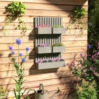 Outsunny Houten verhoogd plantenbed, verstelbaar met latwerk, tuinbed 60x16x100cm Grijs(m-2)