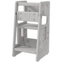 HOMCOM Kids Step Stool, with Adjustable Platform and Non-Slip Mat – Grey(m-11)