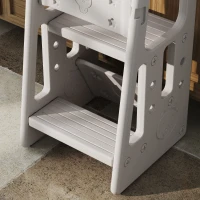 HOMCOM Kids Step Stool, with Adjustable Platform and Non-Slip Mat – Grey(m-8)