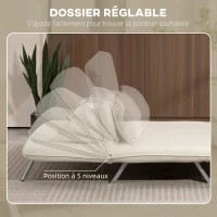 HOMCOM Canapé convertible 2 places canapé-lit 2 places avec dossier réglable et 2 coussins en revêtement aspect suède beige(m-5)