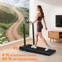 SPORTNOW Tapis de marche 2 en 1, tapis de course pliable Inclinaison de 4%, 6 KM/H, moteur 2,0 HP, télécommande 109x48x100cm noir(m-4)