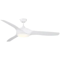 HOMCOM Ventoinha de Teto Diâmetro 132cm com Luz LED Controle Remoto 3 Lâminas Reversíveis 6 Velocidades e Temporizador Silencioso para Dormitório Sala de Estar Sala de Jantar Branco(m-1)