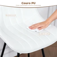 HOMCOM Conjunto de 2 Bancos de Bar Giratórios com Encosto Curvado e Apoio para os Pés Estofados em PU 47x54,5x97,5 cm Branco(m-7)