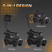 HOMCOM 3 in 1 Kids Children Ride on Push Car Toddler Sliding Car G350 Licensed Walker Foot to Floor Slider Push-Along with Horn Steering Wheel NO POWER Manual, Black(m-4)