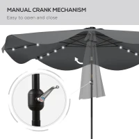 Outsunny Solar Patio Umbrella with LED and Tilt, Outdoor Market Table Umbrella Parasol with Crank, 3 x 3 (m), Dark Grey(m-7)
