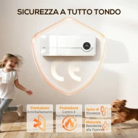 HOMCOM  Stufa Ceramica 2000W a Parete con 3 Modalità, Temperatura Regolabile, Timer, Telecomando, Blocco Bambini, Bianco(m-9)