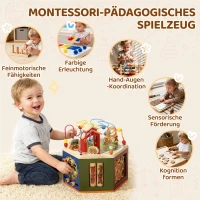 AIYAPLAY Motorikwürfel, 8-in-1 Aktivitätswürfel mit Motorikschleife, Perlenlabyrinth, 41,5 x 37,5 x 37,5 cm, Mehrfarbig(m-6)