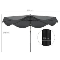 Outsunny Solar Patio Umbrella with LED and Tilt, Outdoor Market Table Umbrella Parasol with Crank, 3 x 3 (m), Dark Grey(m-3)