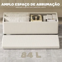 HOMCOM Banco de Arrumação Capacidade de 84 L Estofado em Veludo Banco Pé de Cama para Dormitório 112x42x40 cm Bege(m-6)