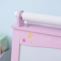 HOMCOM Kids Easel 3 in 1 Wooden Art Easel with Paper Roll Double-Sided Chalkboard & Whiteboard with Storage Baskets for Toddler Girls, Pink(m-9)