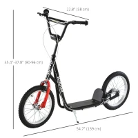 HOMCOM Kick Scooters for Kids with Adjustable Height, Anti-Slip Deck, Dual Brakes, Rubber Tyres, for Boys and Girls Aged 5+ Years Old - Black(m-4)