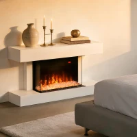 HOMCOM Șemineu Electric Independent și pentru Perete, cu Telecomandă și Protecție Împotriva Supraîncălzirii, 98x27x54,5 cm, Alb(m-10)