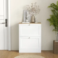 HOMCOM Sapateira Estreita com 2 Portas Sapateira para Entrada com Prateleiras Ajustáveis para 12 Pares de Sapatos 60x24x80 cm Branco(m-8)