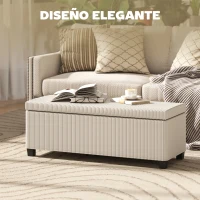HOMCOM Banco Almacenaje Capacidad de 84 L 112x42x40cm Tapizado en Pana Pie de Cama para Sala de Estar Dormitorio Beige(m-4)