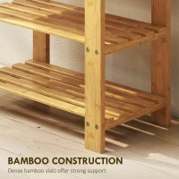 HOMCOM Two Shelf Bamboo Shoe Storage Bench - Natural Finish(m-7)