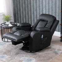 HOMCOM Sillón de Masaje Reclinable con 8 Puntos de Masaje Función de Calefacción Giratorio Mando a Distancia 85x94x104 cm Negro(m-8)
