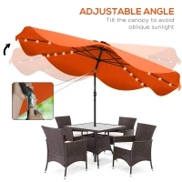 Outsunny Solar Patio Umbrella with LED and Tilt, Outdoor Market Table Umbrella Parasol with Crank, 3 x 3 (m), Orange(m-5)