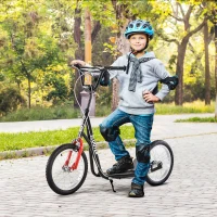 HOMCOM Kick Scooters for Kids with Adjustable Height, Anti-Slip Deck, Dual Brakes, Rubber Tyres, for Boys and Girls Aged 5+ Years Old - Black(m-2)