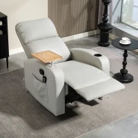 HOMCOM Sillón de Masaje con 4 Modos Vibración Reclinación 145° Mando a Distancia 77x93x105 cm Gris Claro(m-8)
