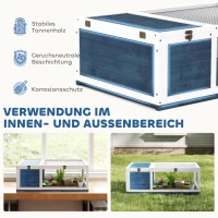 PawHut Schildkrötenhaus aus Holz Schildkrötengehege mit Haupthäusern aufklappbarem Oberseite 91x60,5x32 cm, Blau(m-4)