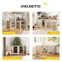 PawHut Freistehendes Haustiertor, Hundegitter mit Tür, 4 Paneele, für Flur, Treppe, Türrahmen, MDF, Stahl(m-4)