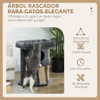PawHut Árbol Rascador para Gatos Pequeños 57 cm con Rampa para Rascar Cueva Cama y Bola Colgante 40x40x57 cm Gris Oscuro(m-4)