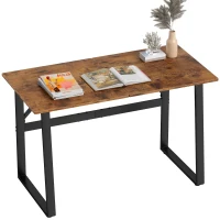 HOMCOM Birou Industrial 120x60x76 cm Masă pentru calculator Picioare din oțel pentru Casă Birou Studio Maro rustic(m-7)