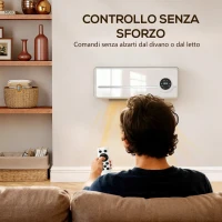 HOMCOM  Stufa Ceramica 2000W a Parete con 3 Modalità, Temperatura Regolabile, Timer, Telecomando, Blocco Bambini, Bianco(m-8)