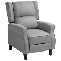 HOMCOM Sillón Relax Reclinable Manual Tapizado en Lino Sintético con Reposapiés Retráctil Carga 150 kg Gris(m-10)