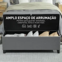 HOMCOM Banco de Armazenamento com 2 Dobradiças de Segurança Tampa Rebatível para Quarto Sala de Estar 120x40x48 cm Cinza Escuro(m-4)