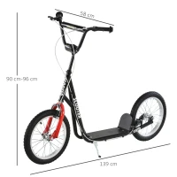 HOMCOM Kick Scooters for Kids with Adjustable Height, Anti-Slip Deck, Dual Brakes, Rubber Tyres, for Boys and Girls Aged 5+ Years Old - Black(m-3)