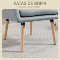 HOMCOM Sillón de Salón Moderno Acolchado de Doble Capa Tapizado en Cuero Sintético Patas de Madera 68x74x89 cm Gris(m-5)