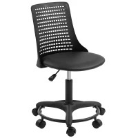 HOMCOM Silla de Escritorio sin Brazos Silla de Oficina Giratoria con Respaldo Hueco Altura Ajustable Negro(m-11)