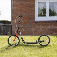 HOMCOM Kick Scooters for Kids with Adjustable Height, Anti-Slip Deck, Dual Brakes, Rubber Tyres, for Boys and Girls Aged 5+ Years Old - Black(m-13)